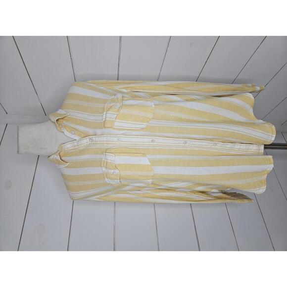aerie Tops - Aerie XS yellow & white striped linen/viscose button down shirt